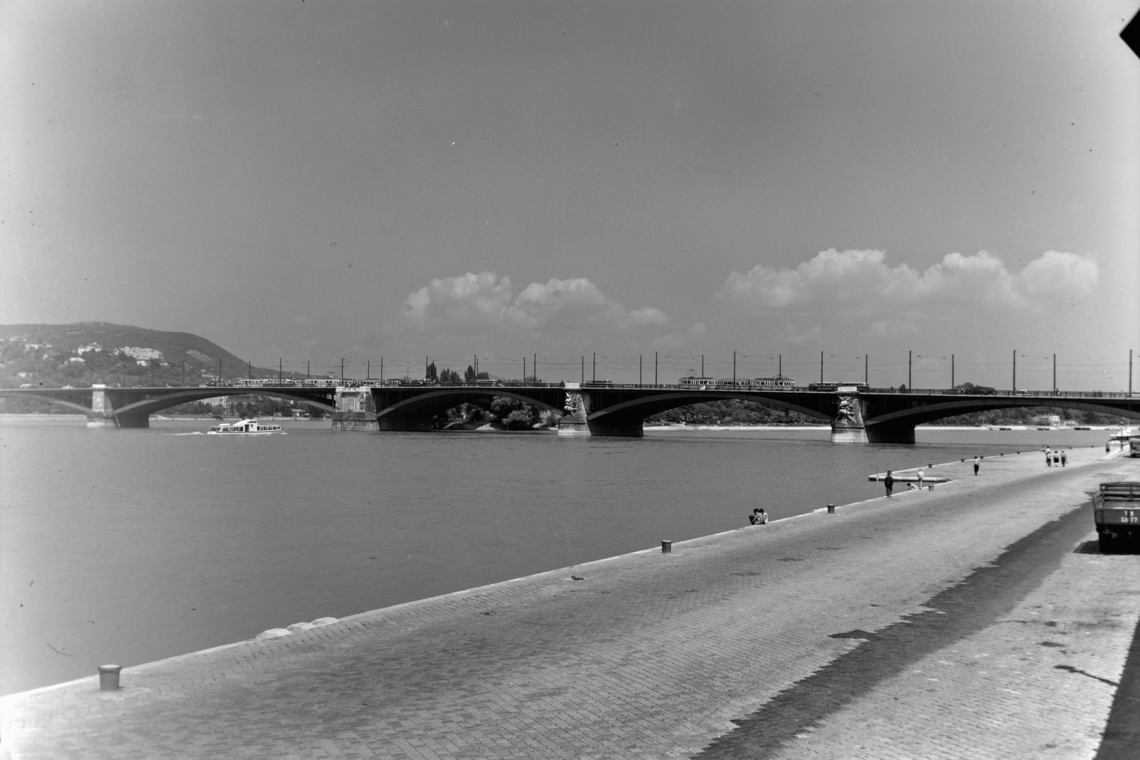 Hungary, Budapest V.,Budapest II., pesti alsó rakpart, szemben a Margit híd., 1966, Inkey Tibor, Budapest, Fortepan #120706