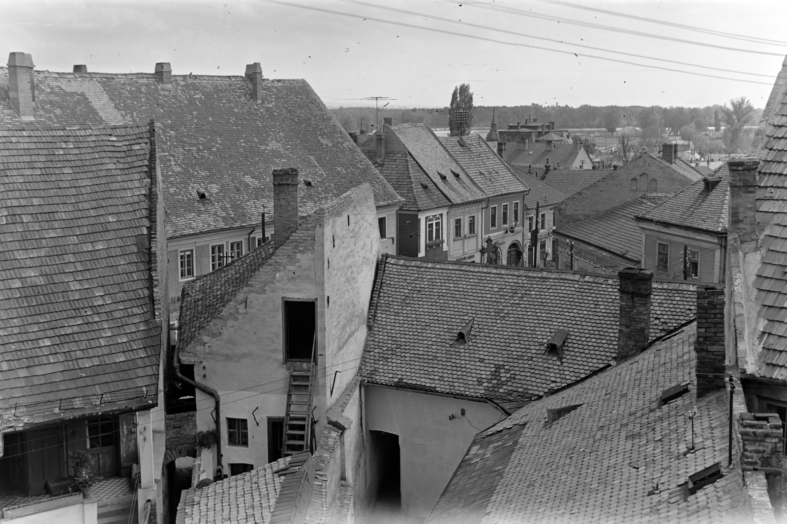 Hungary, Szentendre, kilátás a Várdombról a Fő (Marx) tér és a Dumtsa Jenő utca felé., 1961, Inkey Tibor, roof, Fortepan #120838