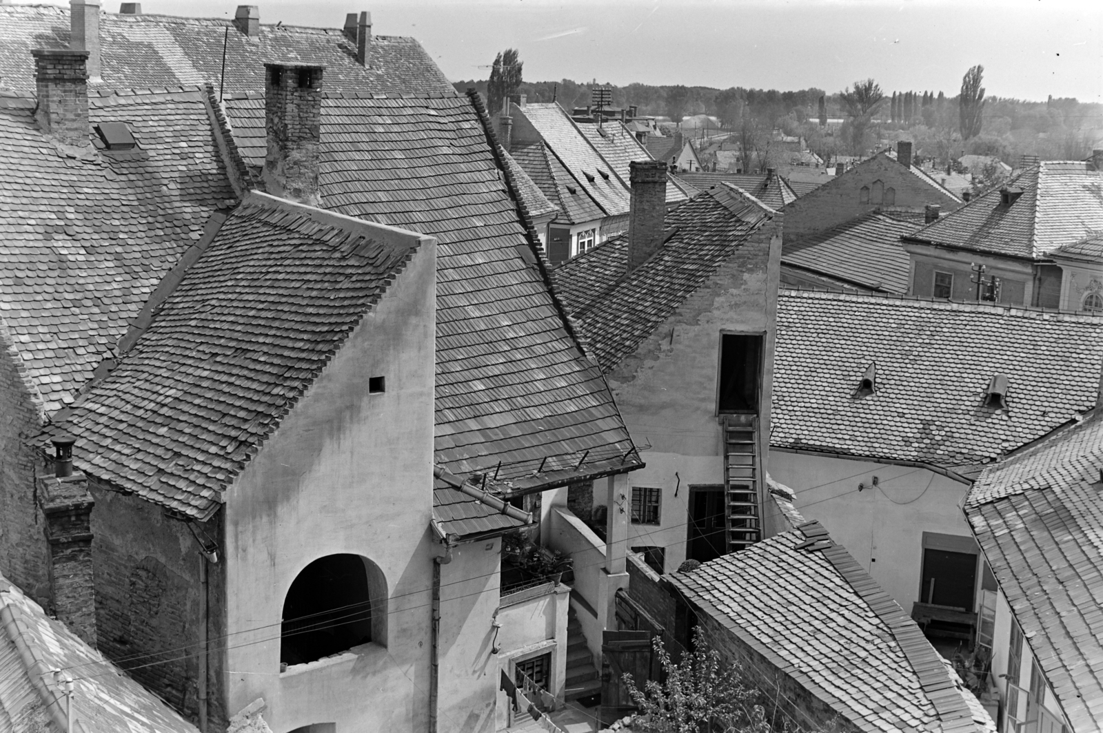 Magyarország, Szentendre, kilátás a Várdombról a Fő (Marx) tér és a Dumtsa Jenő utca felé., 1961, Inkey Tibor, háztető, Fortepan #120842