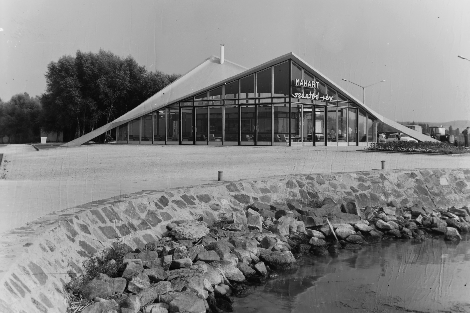 Hungary,Lake Balaton, Szántód, rév., 1966, UVATERV, Hyperbolic paraboloid shells , Fortepan #121082