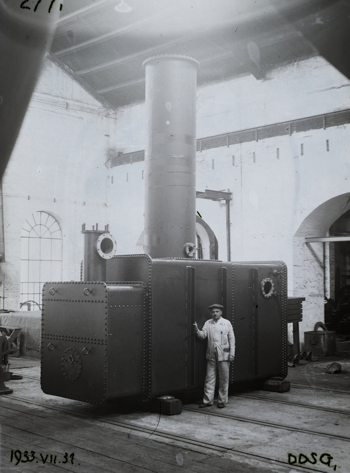 Magyarország, »Vontató gőzhajóba gyártott, elkészült kazán 1933. júl. 31-én.« Leltári jelzet: MMKM TFGY 2017.2.149., 1933, Magyar Műszaki és Közlekedési Múzeum / Történeti Fényképek Gyűjteménye / Óbudai Hajógyár gyűjteménye, Fortepan #122058