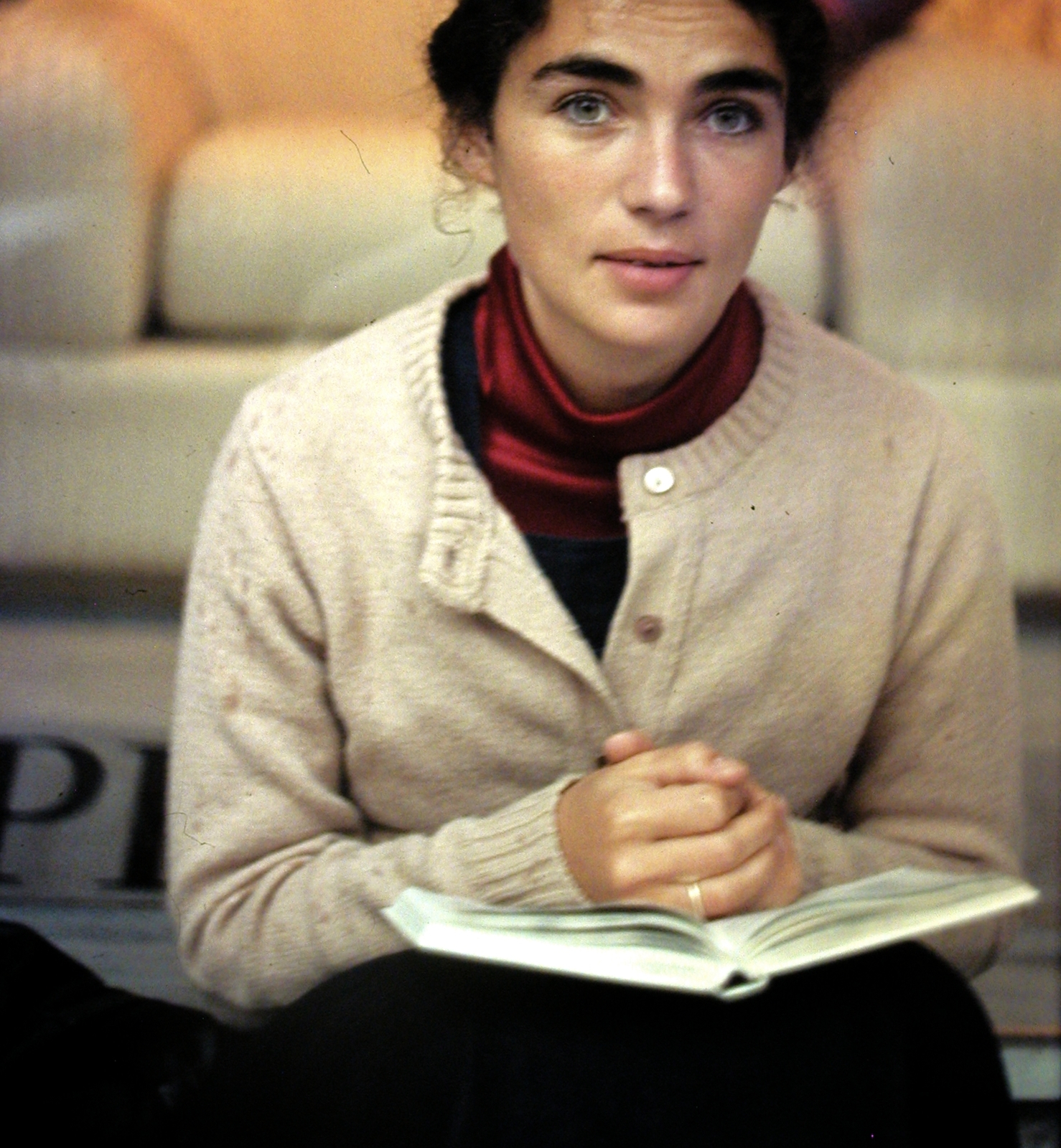 1978, G K, színes, hölgy, pulóver, kardigán, olvasás, Fortepan #12237