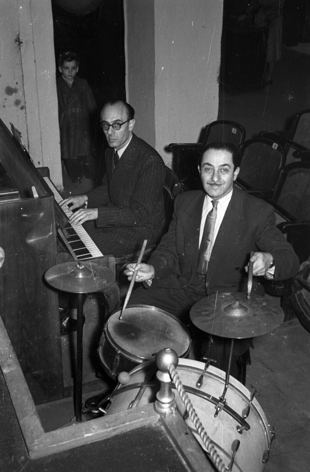 1952, Hámori Gyula, cymbal, plan view, band, Fortepan #123333