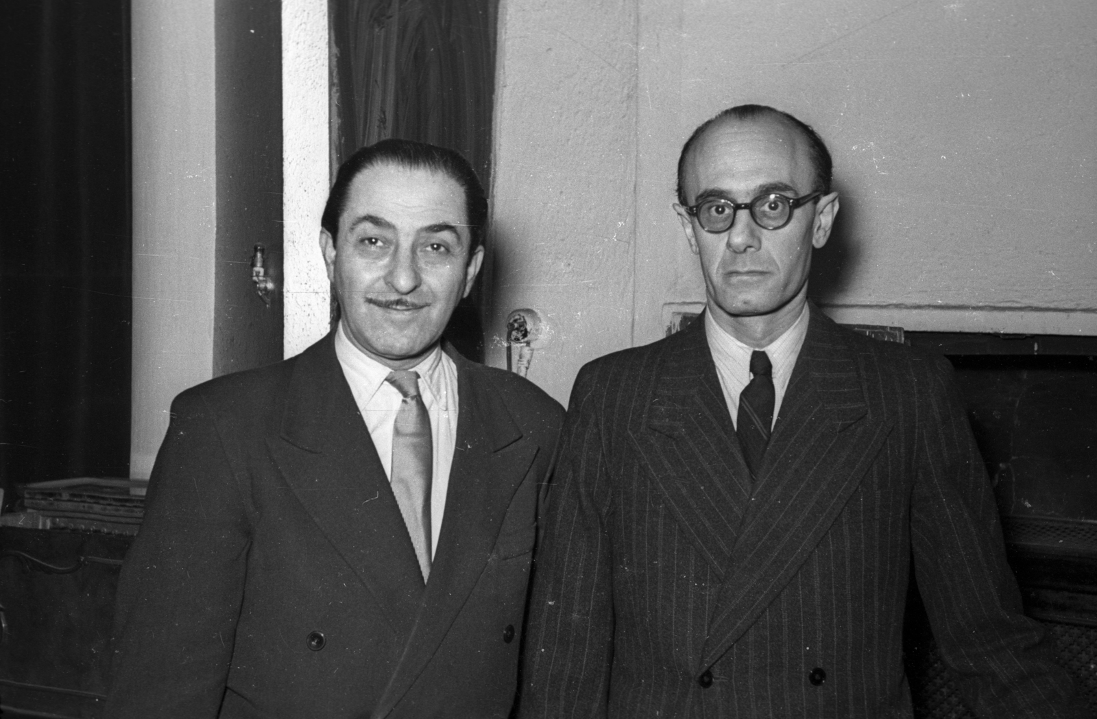 1952, Hámori Gyula, double portrait, men, musician, Fortepan #123334