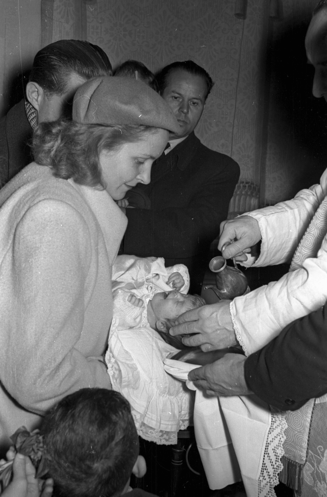 1954, Hámori Gyula, christening, newborn, Fortepan #123612
