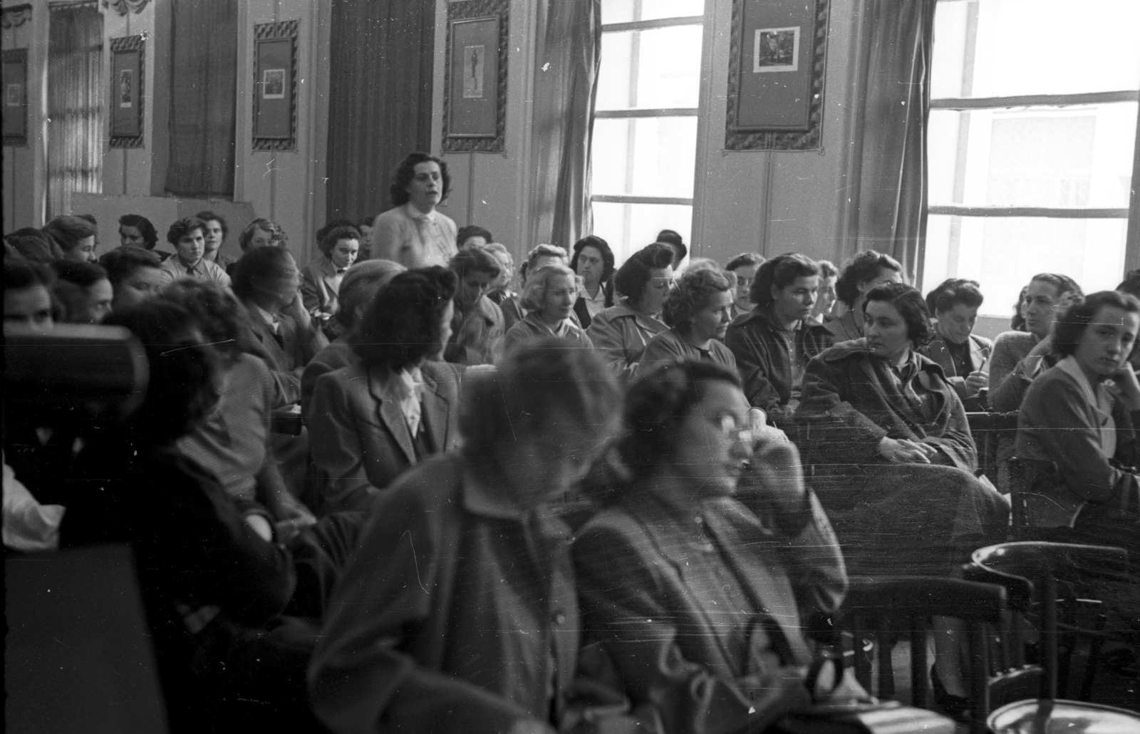 1954, Hámori Gyula, women, meeting, Fortepan #123632