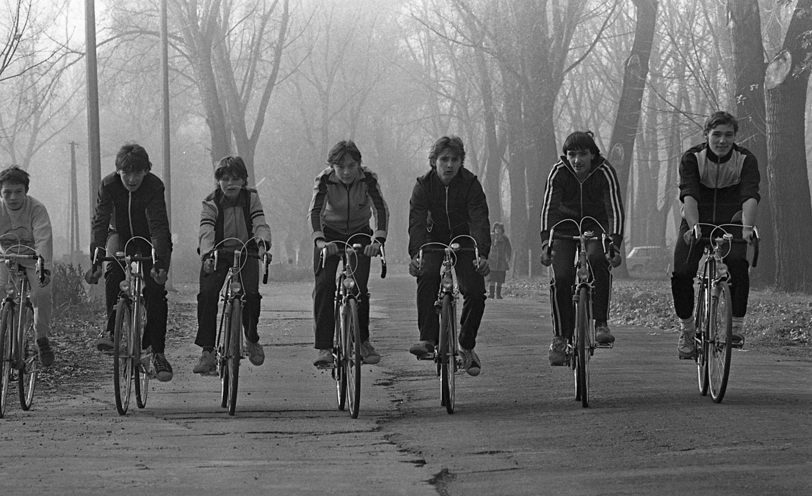 Hungary, Baja, Petőfi-sziget, a mai Március 15. sétány., 1980, Urbán Tamás, bicycle, Csepel-brand, racing bicycle, Fortepan #124586