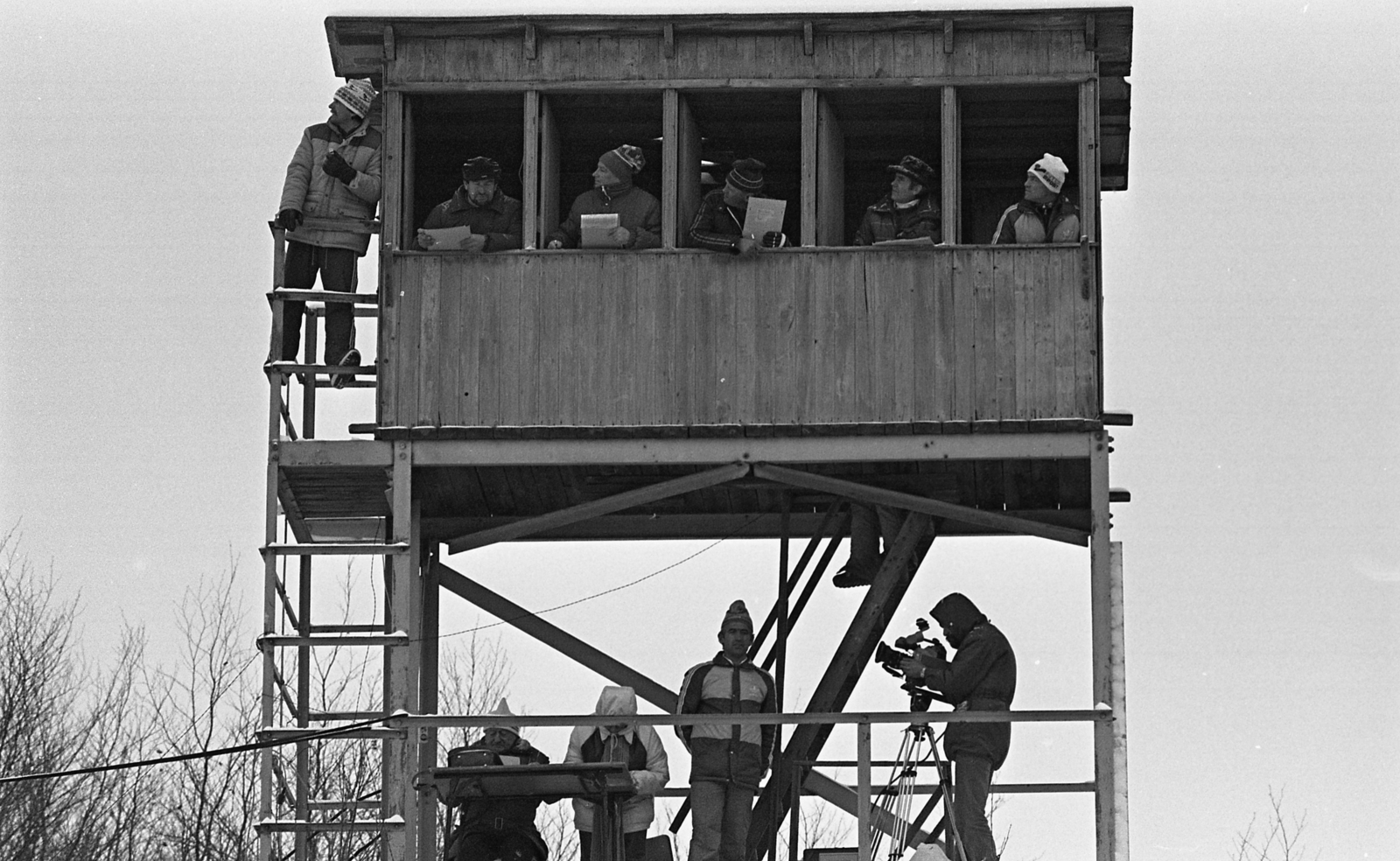 Magyarország, Mátraháza, síugró sánc, birói torony., 1985, Urbán Tamás, síelés, Fortepan #124848