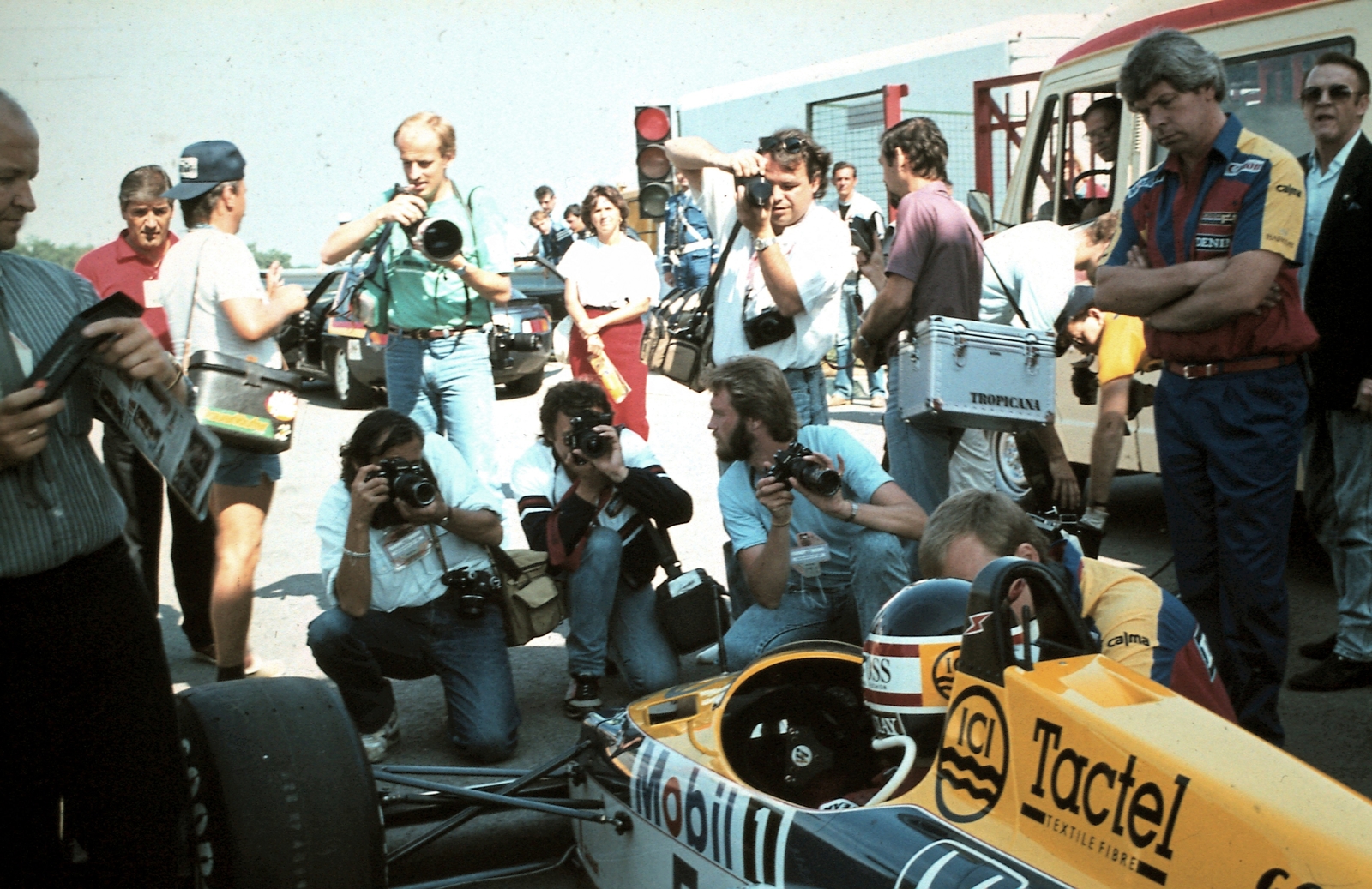 Magyarország, Hungaroring, Mogyoród, Formula-1 harmadik magyar nagydíj, a versenyautóban Nigel Mansell, a Williams-Judd csapat versenyzője., 1988, Urbán Tamás, színes, Fortepan #125001