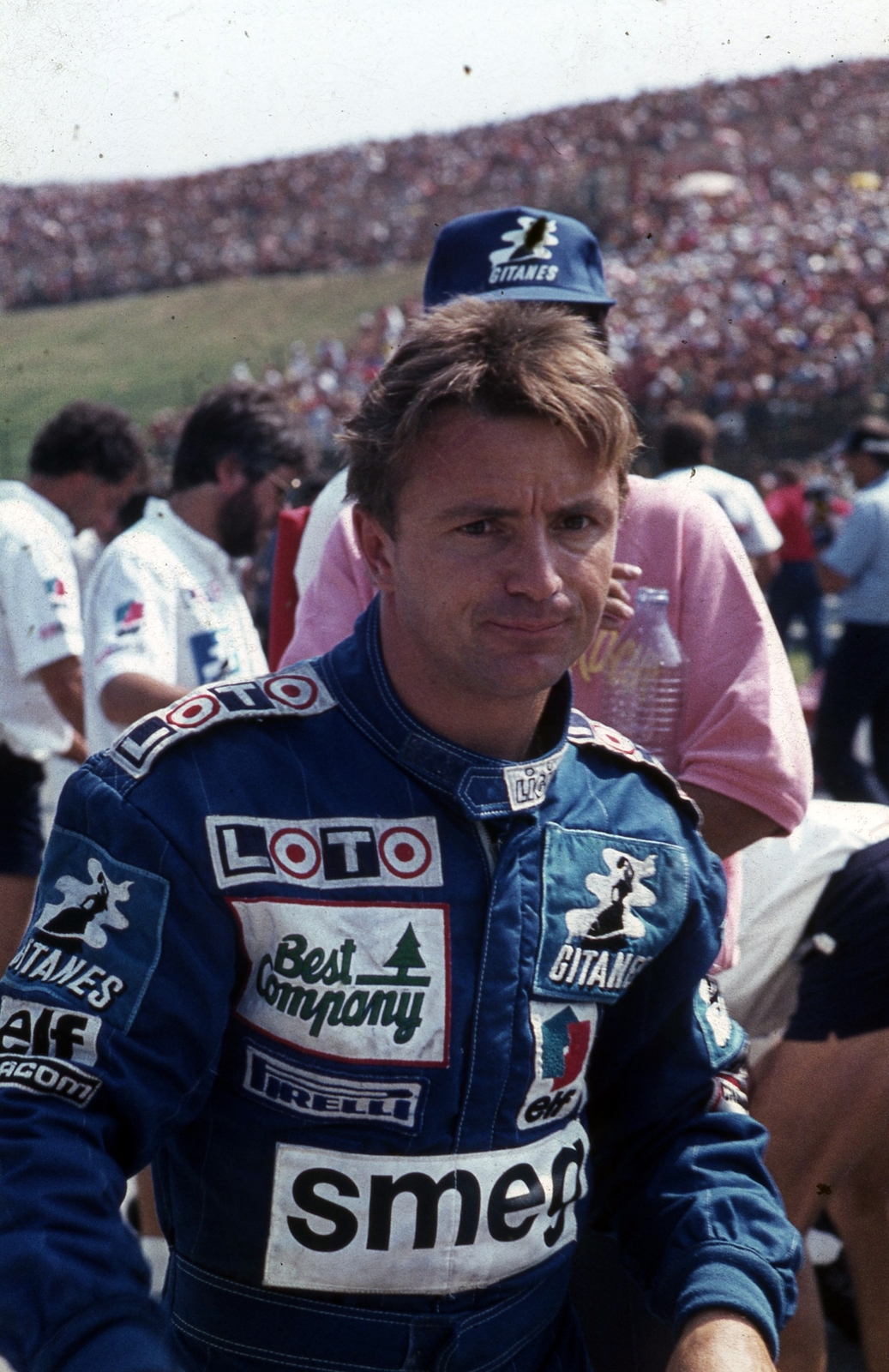 Hungary, Hungaroring, Mogyoród, Formula-1 első magyar nagydíj, René Arnoux, a Ligier-Renault csapat tagja a rajt előtt., 1986, Urbán Tamás, colorful, Formula-1, Fortepan #125463