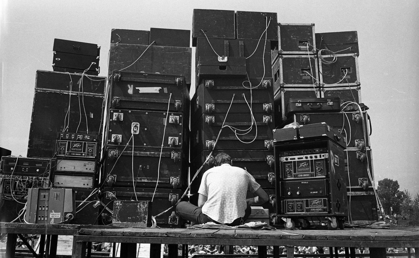Hungary, Budapest III., Óbudai-sziget, az Óbudai Ifjúsági Nap rendezvénye 1983. május 7-én., 1983, Urbán Tamás, sound reinforcement system, audio engineering, Budapest, Fortepan #126125