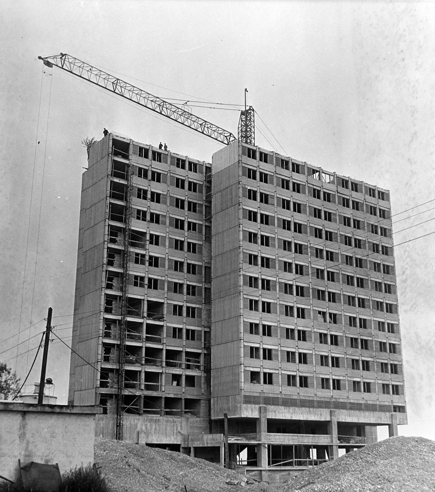 Magyarország, Balatonfüred, a Hotel Marina építkezése., 1968, Bauer Sándor, építkezés, magasház, Fortepan #126247