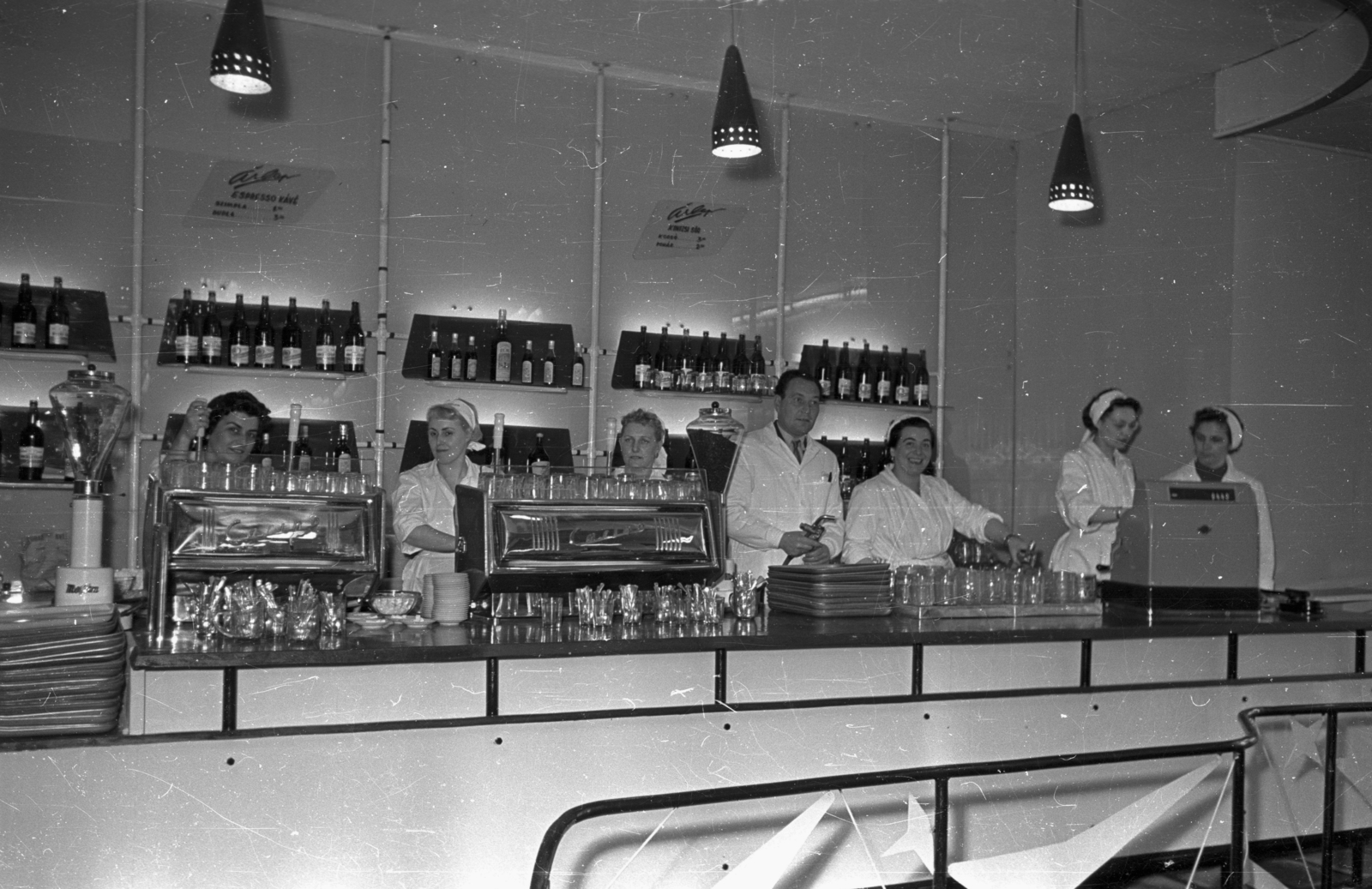 Hungary, Budapest XIV., önkiszolgáló étterem., 1959, Bauer Sándor, coffee machine, Casino coffee machine, Budapest, Fortepan #127161