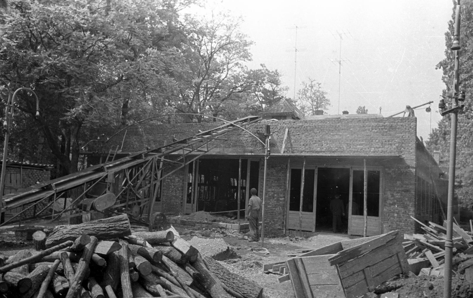 1960, Bauer Sándor, conveyor belt, trunk, construction, Fortepan #127334