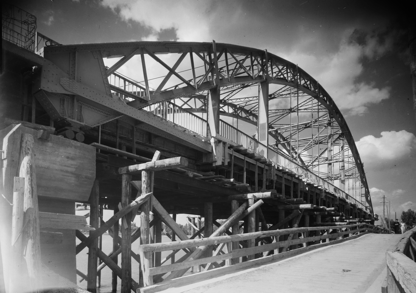 Hungary, Ráckeve, Árpád híd., 1949, UVATERV, construction, bridge building, Szilárd Zielinski-design, Fortepan #12747