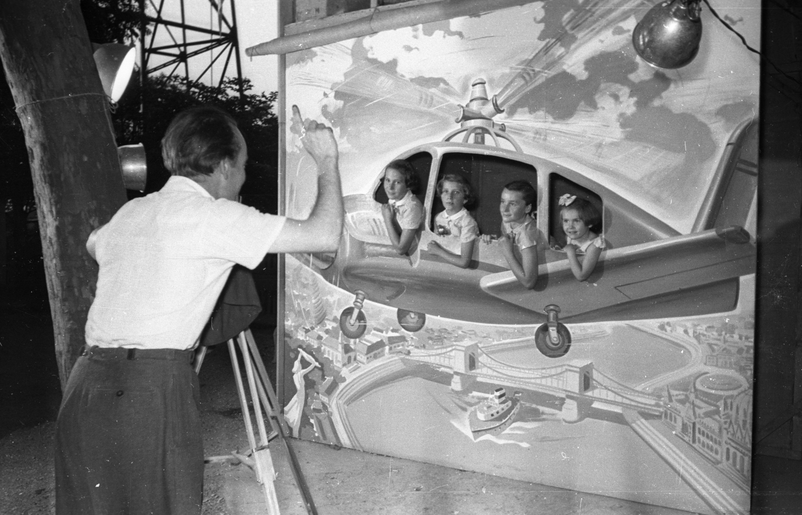 1959, Bauer Sándor, studio, photography, airplane, Fortepan #127981