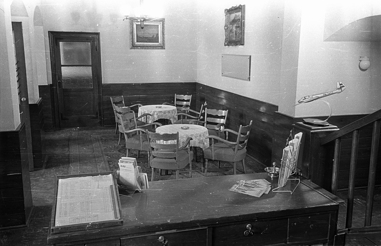 Hungary, untitled, Budapest XII., Rege utca, Vörös Csillag (egykor Golf, később Panoráma) szálloda, a földszinti hall és a recepció., 1959, Bauer Sándor, Budapest, Fortepan #128015