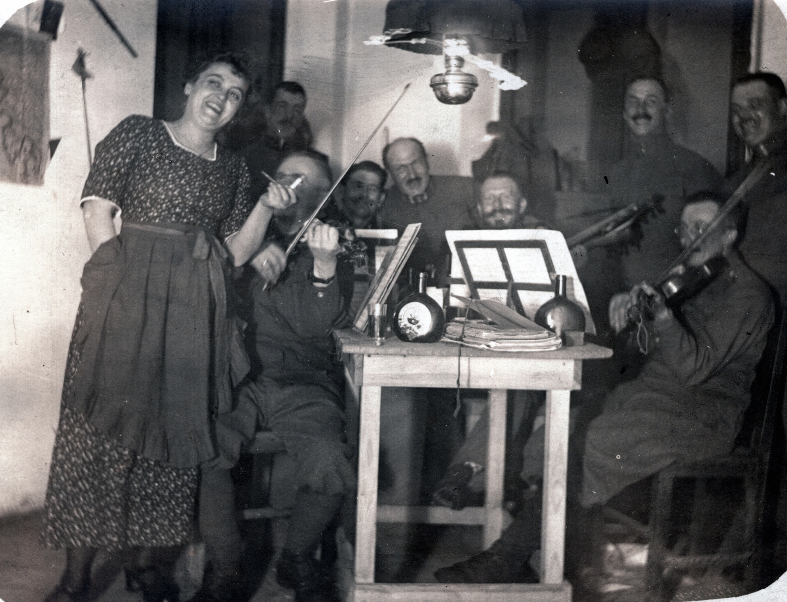 1917, Gali, First World War, musical instrument, band, violin, music-stand, hands in pockets, Fortepan #128831