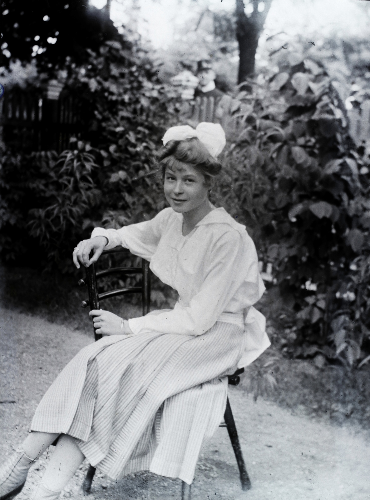 1923, Horváth Miklós dr, smile, ribbon, woman, Fortepan #129314