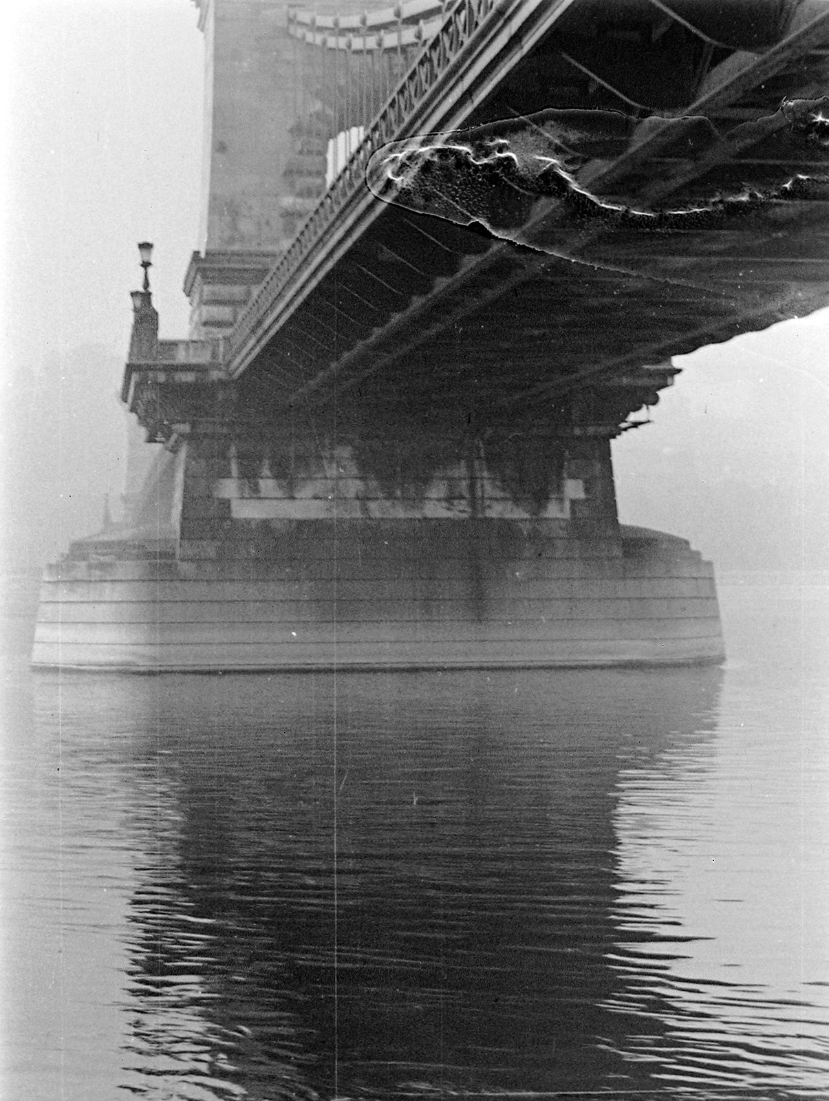 Hungary, Budapest, Széchenyi Lánchíd., 1957, Szent-tamási Mihály, bridge, Danube, fog, suspension bridge, William Tierney Clark-design, Fortepan #12936