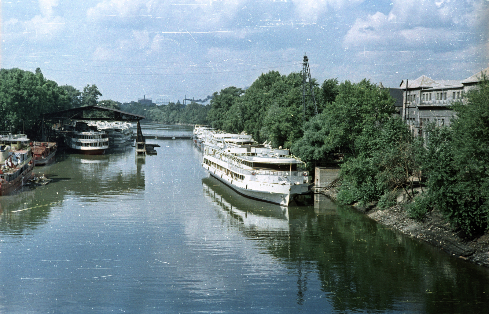 Hungary, Óbuda, Budapest III., Óbudai Hajógyár az Árpád hídról nézve., 1963, Horváth Miklós dr, Budapest, Fortepan #129529