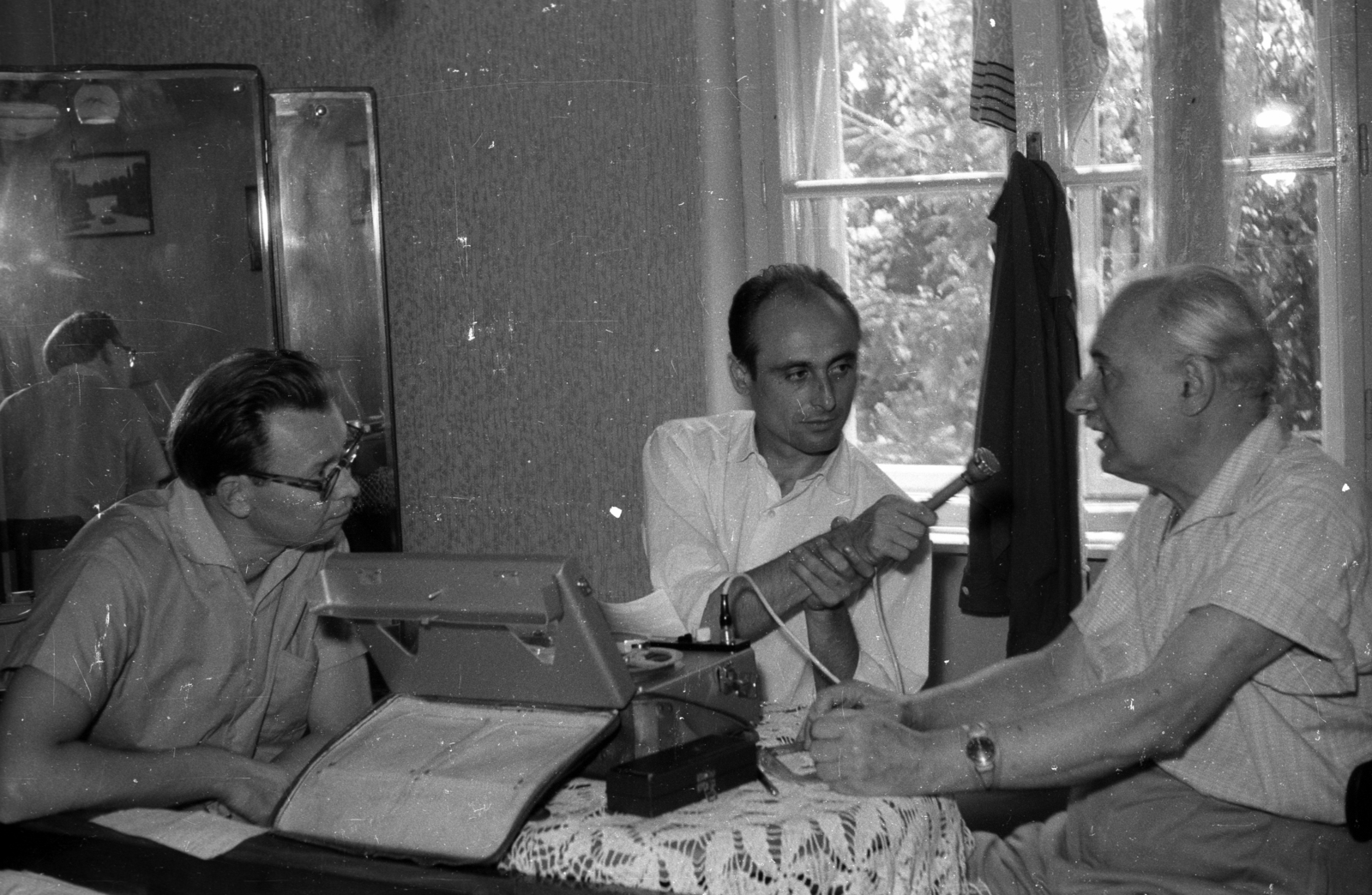 1965, Hunyady József, microphone, tape recorder, men, Fortepan #129637