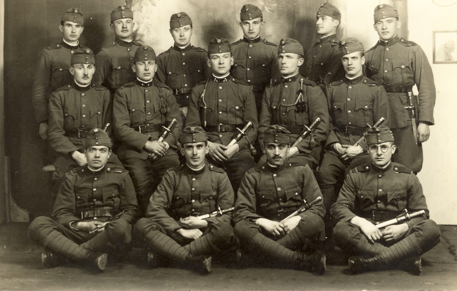 1933, Nagy Károly, soldier, bayonet, cross-legged sitting, Fortepan #130132