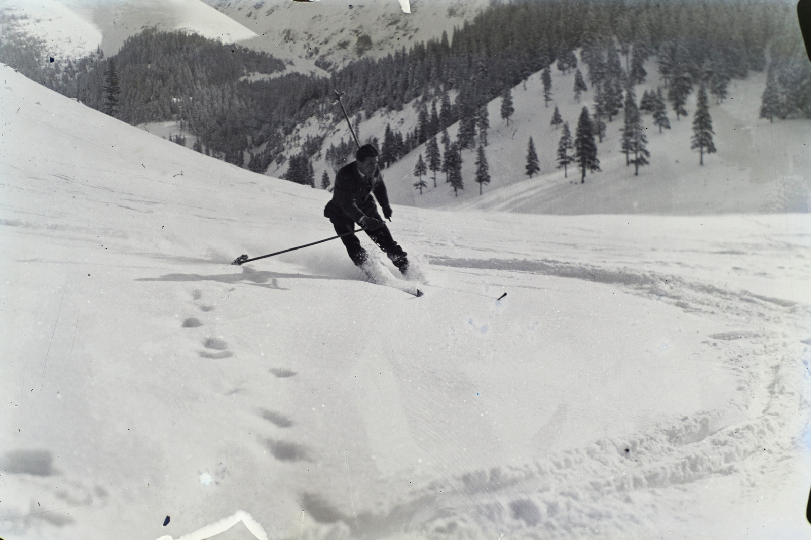 1933, Jánossy Virág, Háberl Aladár, skiing, Fortepan #130384