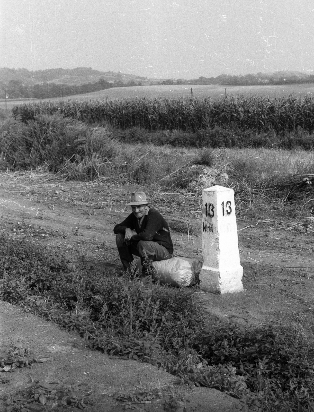 Magyarország, 1973, Vizsnyiczai Erzsébet, kilométerkő, Fortepan #130609