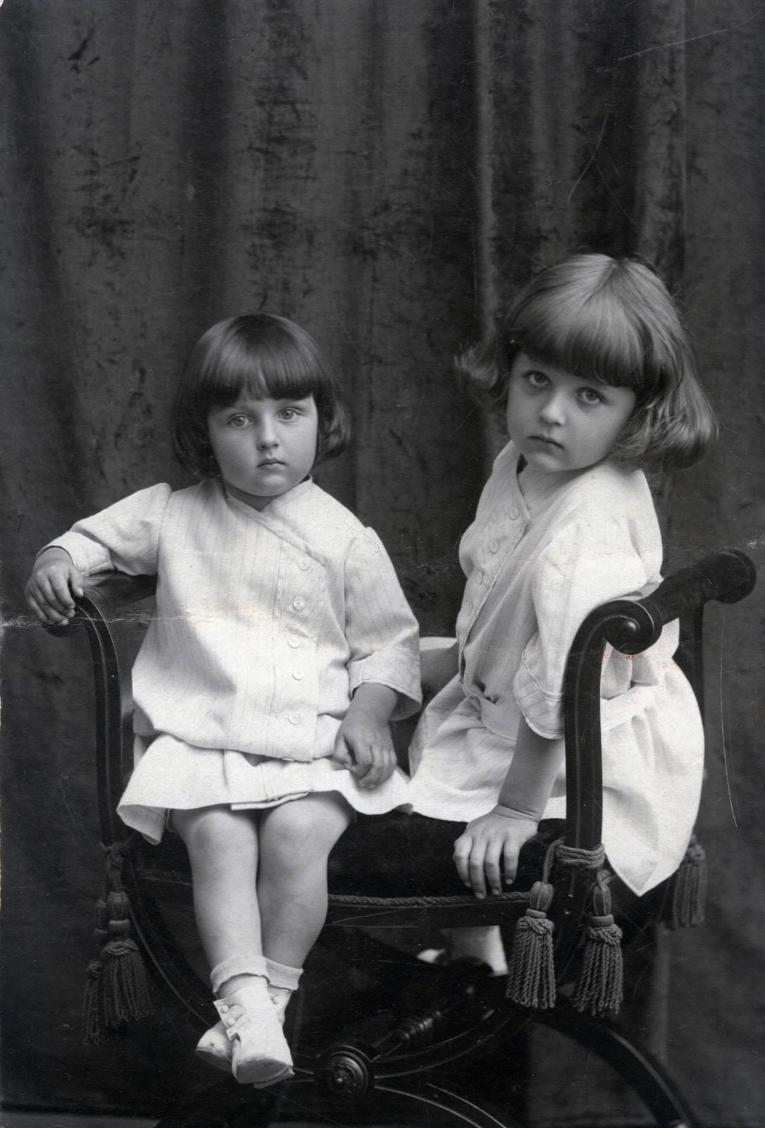 1926, Lovas Rita, girl, chair, double portrait, Fortepan #131127