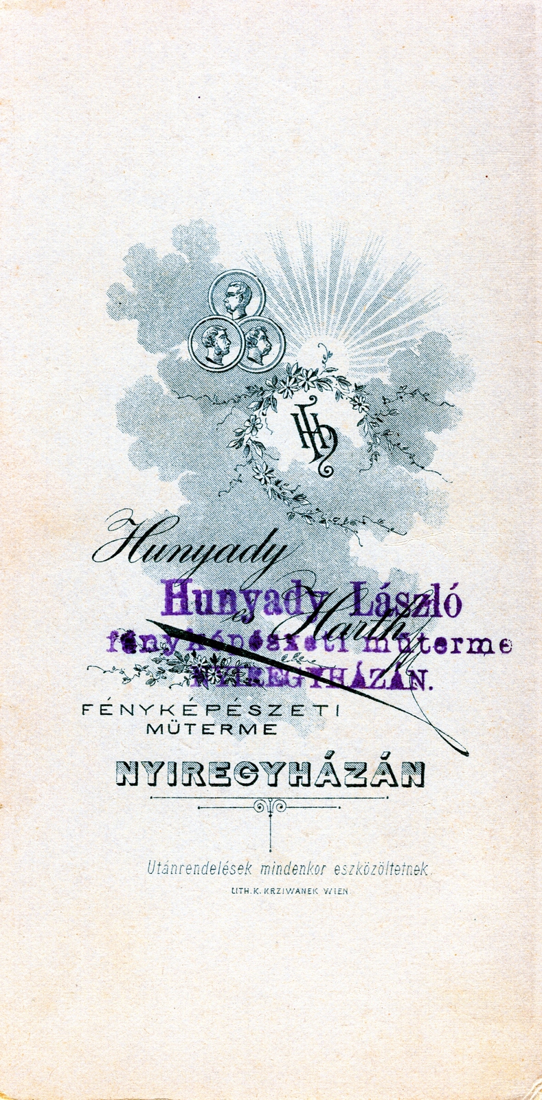 Nyíregyháza, 1900, Lovas Rita, műterem, fényképész, hátlap, Fortepan #131148