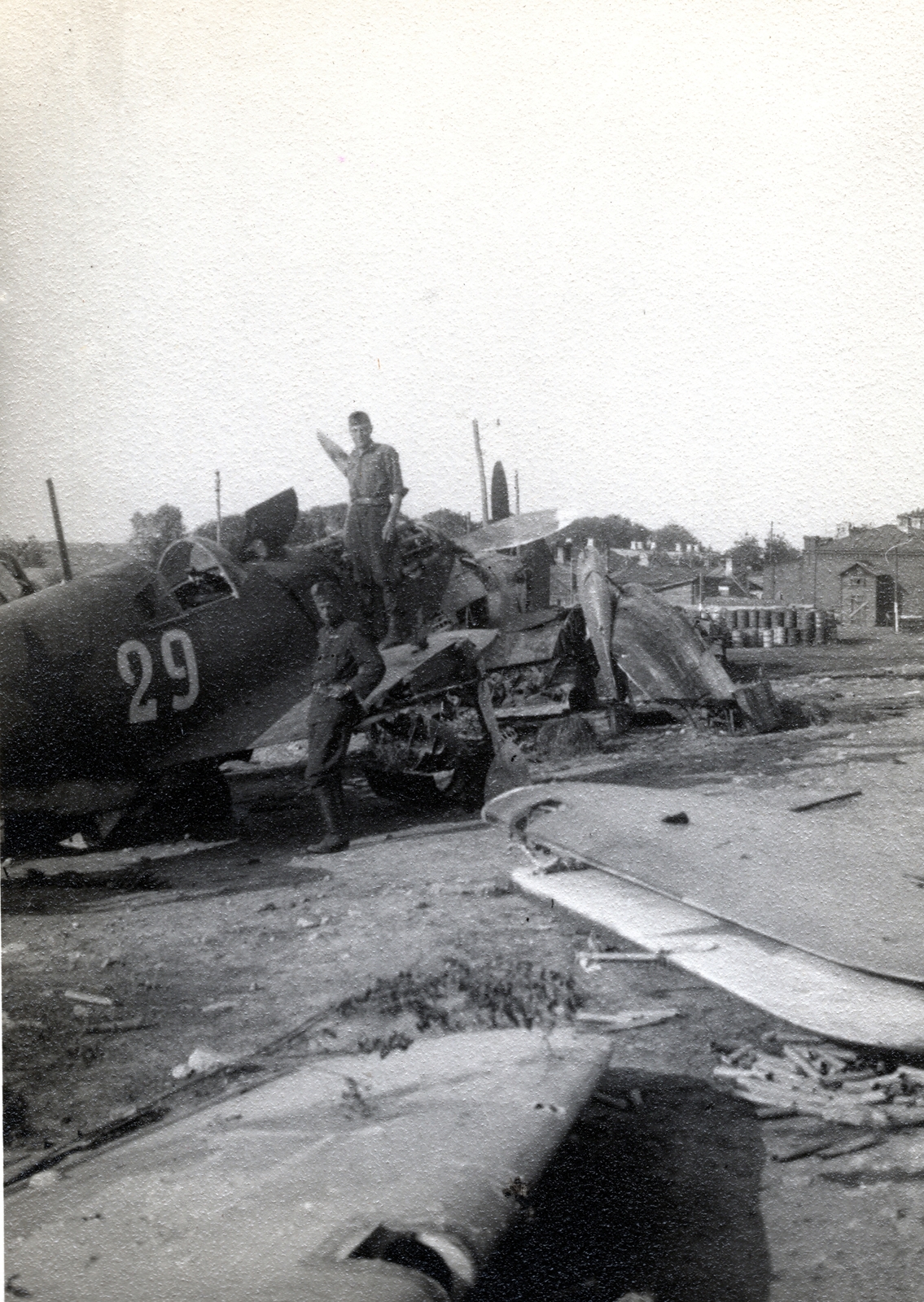 1942, Marics Zoltán, keleti front, repülőgép, második világháború, járműroncs, LaGG-3, Fortepan #131260