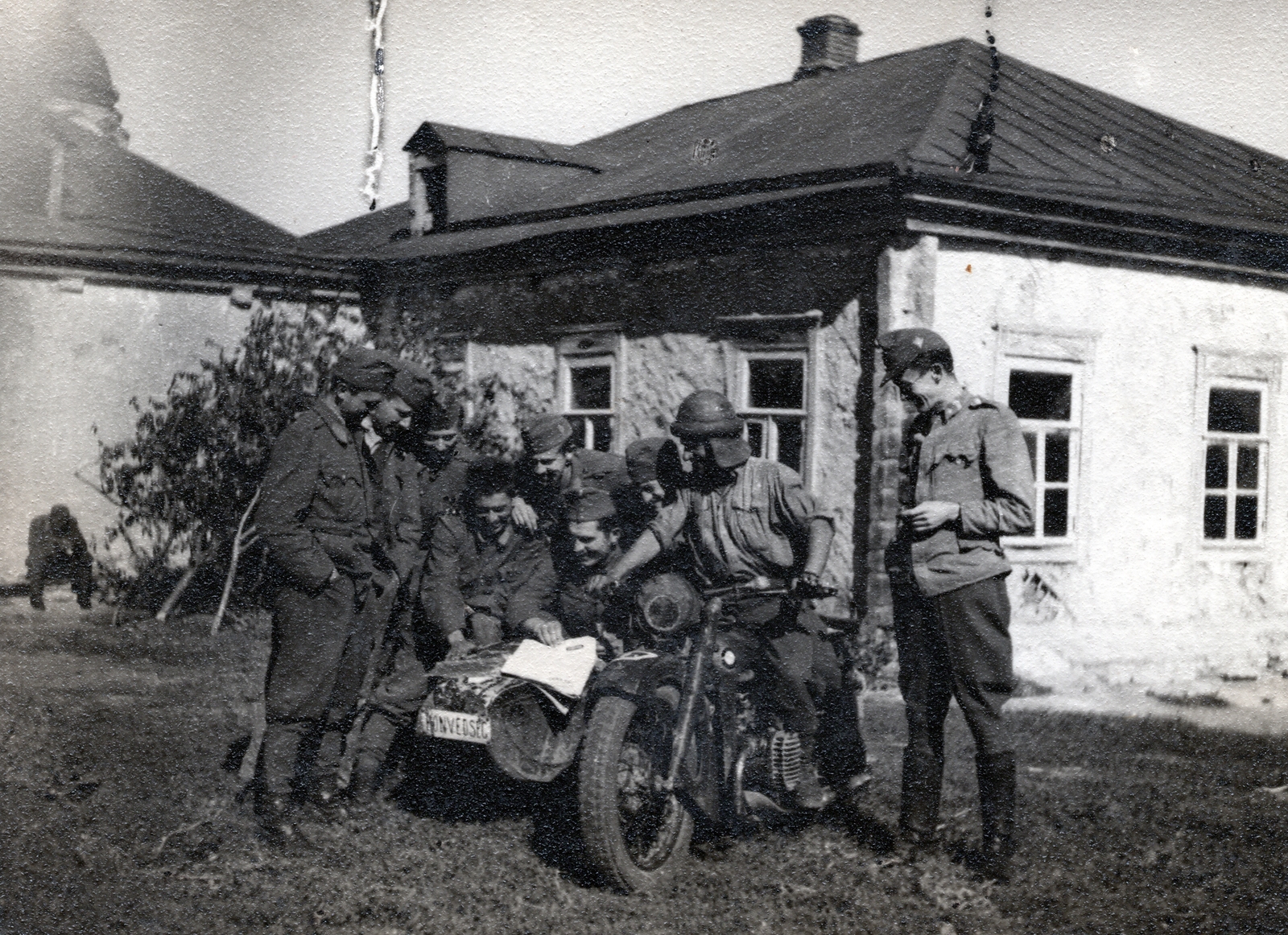 1942, Marics Zoltán, BMW-márka, második világháború, oldalkocsis motorkerékpár, BMW R12, Fortepan #131261