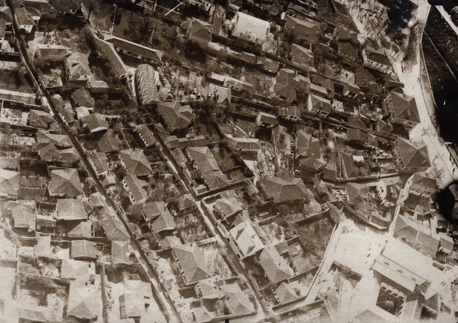 Albania, Shkodra, légifotó a belvárosról., 1917, Palotai Klára, aerial photo, Fortepan #131562