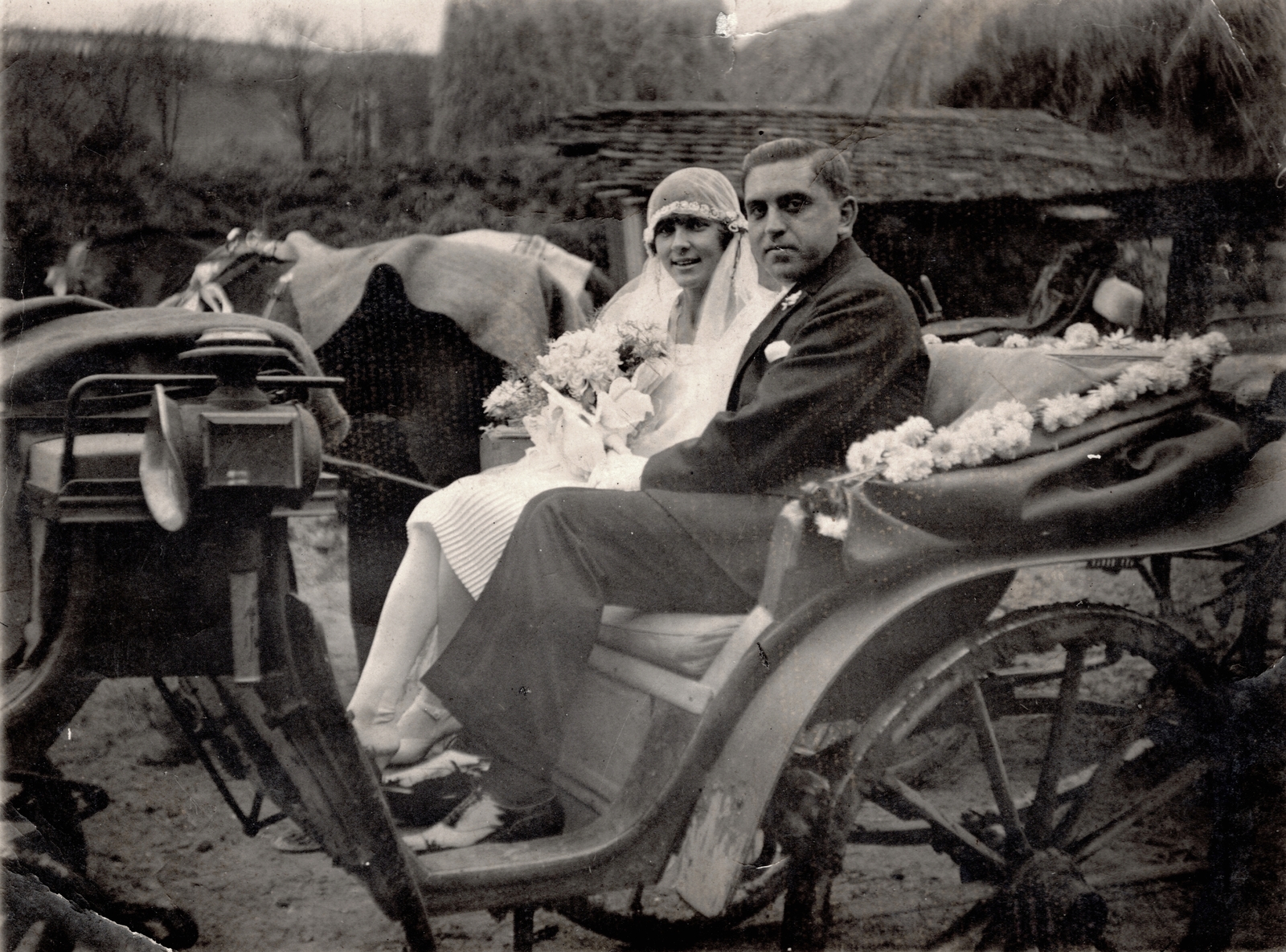 Magyarország, Mágocs, 1928, Vámos Eszter, esküvő, hintó, kocsilámpa, Fortepan #131905