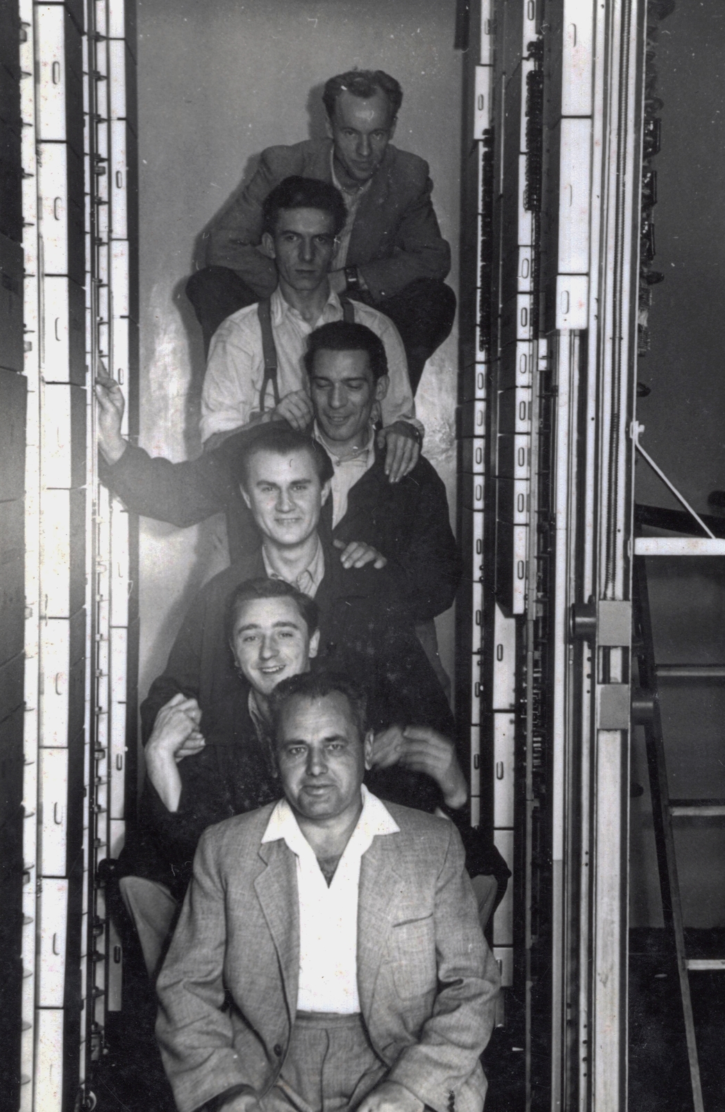 Hungary, Pécs, Jókai (Jókai Mór) utca 10., Főposta, a felvétel a telefonközpontnál készült., 1966, Vámos Eszter, telephone exchange, height chart, Fortepan #131913