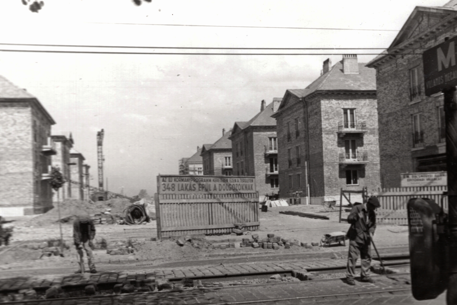 Magyarország, Budapest XIV., Uzsoki utcai lakótelep az Erzsébet királyné útjáról nézve., 1955, Samodai József Zuglói Helytörténeti Műhely, építkezés, Budapest, Fortepan #131968