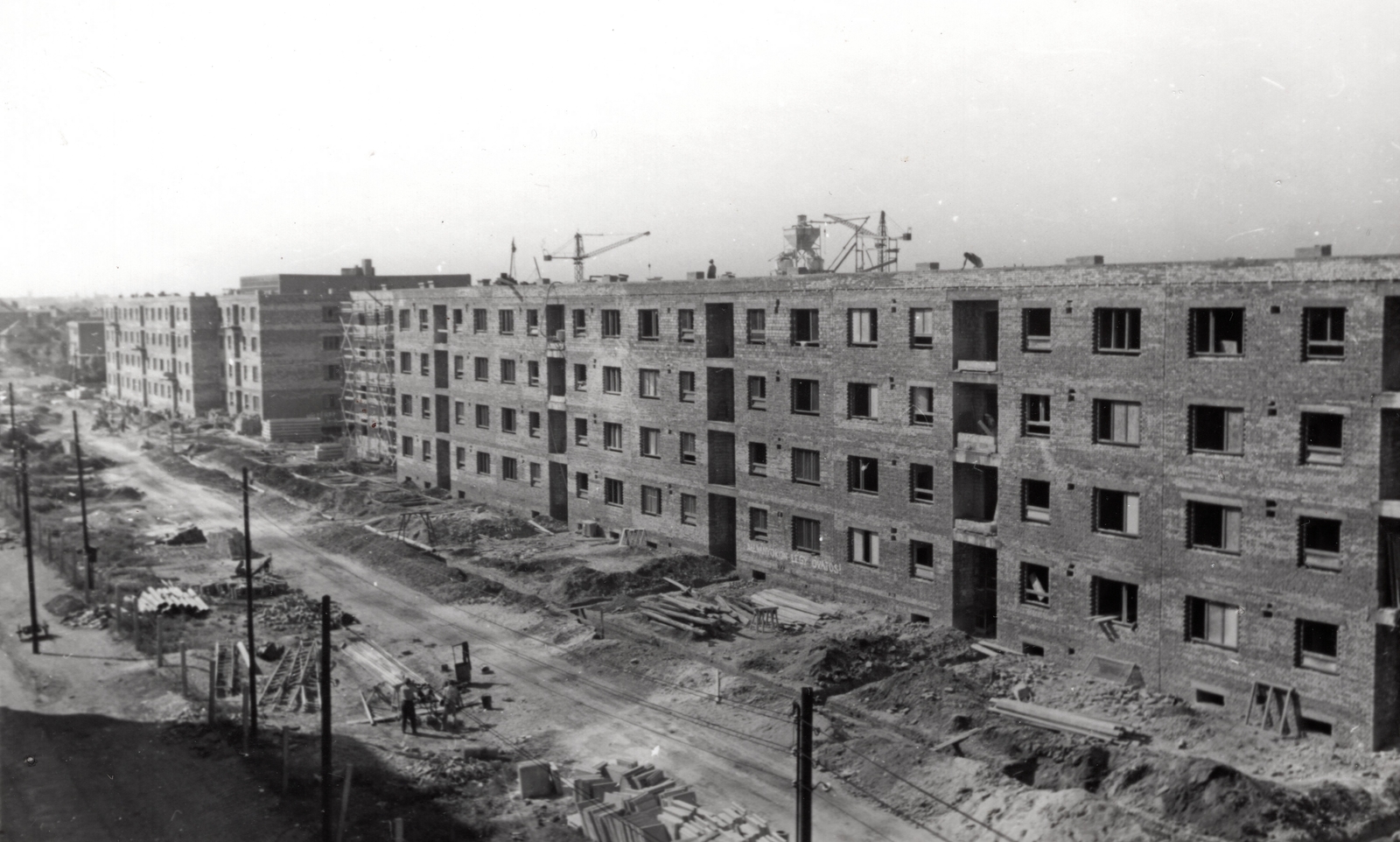 Magyarország, Budapest XIV., Róna utcai lakótelep a Thököly út felől a Szugló utca irányába nézve., 1957, Samodai József Zuglói Helytörténeti Műhely, Budapest, lakótelep, Fortepan #131977