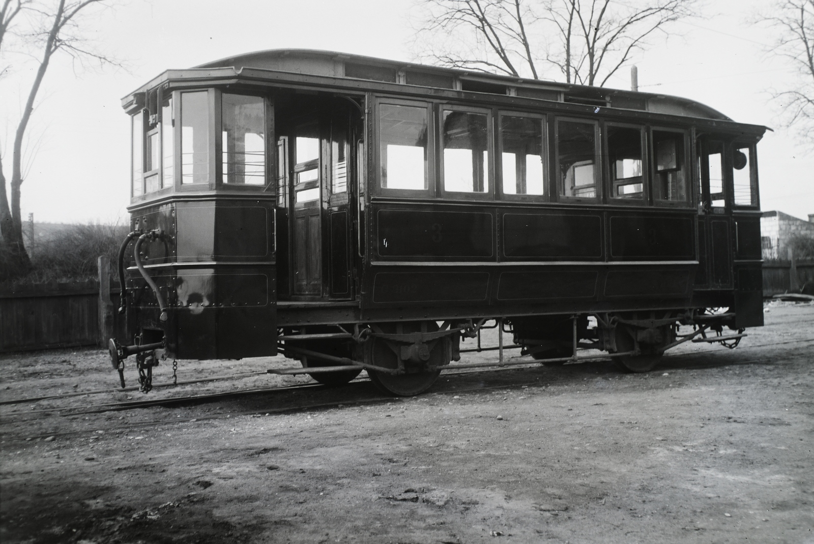 Magyarország, »A BHÉV P VI típusú, C 3102 pályaszámú, BBVV eredetű (ex BBVV 102) pótkocsija. Gyártás: Ganz és Társa, Budapest, 1899.« Leltári jelzet: 32497, 1928, Magyar Műszaki és Közlekedési Múzeum / Archívum / Negatívtár / BHÉV gyűjteménye, BHÉV-szervezet, Fortepan #132375