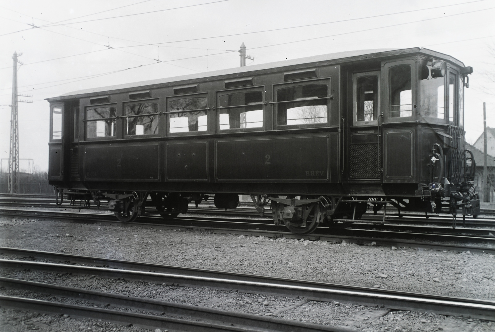 Magyarország, »A BHÉV P IV típusú, B 354 pályaszámú, pótkocsija. Gyártás: Gép- és Vasútfelszerelési Gyár, Kistarcsa, 1924.« Leltári jelzet: 32511, 1928, Magyar Műszaki és Közlekedési Múzeum / Archívum / Negatívtár / BHÉV gyűjteménye, Fortepan #132383