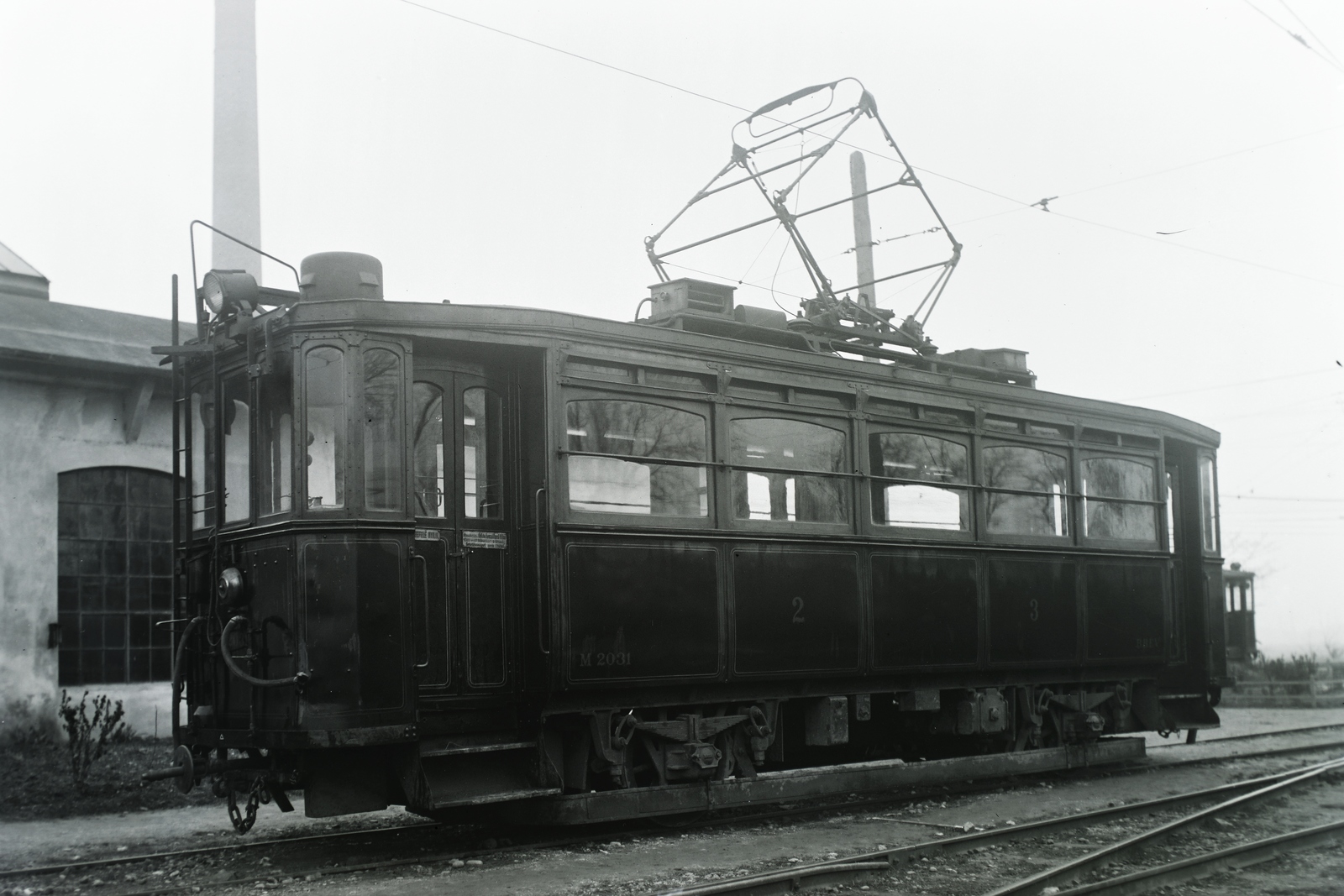 Hungary, Budapest XI., Fehérvári út (Fő utca), Budafok Forgalmi telep. »A BHÉV M IV típusú, M 2031 pályaszámú, BBVV eredetű (ex BBVV 31) villamos motorkocsija. Gyártás: Gép- és Vasútfelszerelési Gyár, Kistarcsa, 1912« Leltári jelzet: 389, 1930, Magyar Műszaki és Közlekedési Múzeum / Archívum / Negatívtár / BHÉV gyűjteménye, Budapest, BHÉV-organisation, Fortepan #132417