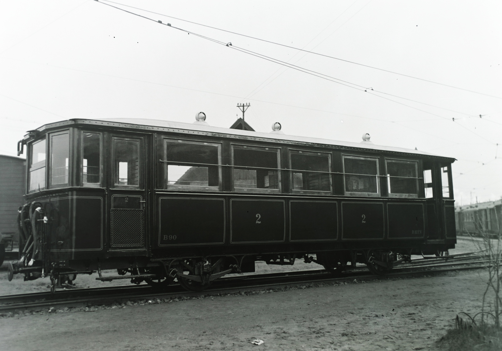 Magyarország, Budapest IX., Vágóhíd vontatási telep. »A BHÉV P II típusú, B 90 pályaszámú, pótkocsija. Gyártás: Győr, 1906. Gyártási szám: 10321/1906.« Leltári jelzet: 399, 1930, Magyar Műszaki és Közlekedési Múzeum / Archívum / Negatívtár / BHÉV gyűjteménye, BHÉV-szervezet, Budapest, Fortepan #132426