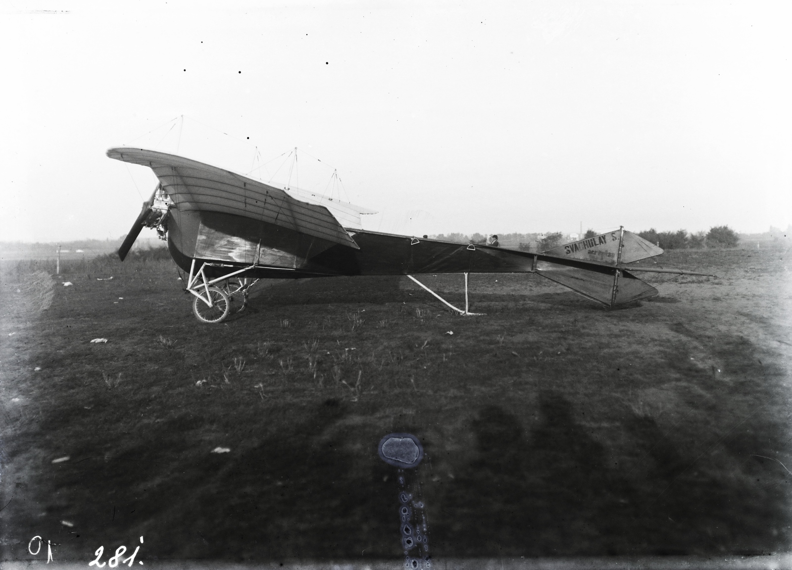 »Schvachulay Sándor Albatros aeroplan.« Leltári jelzet: 281, 1913, Magyar Műszaki és Közlekedési Múzeum / Archívum / Negatívtár / Wéber Károlyné gyűjteménye, airplane, monoplane, Schvachulay-brand, Fortepan #132489