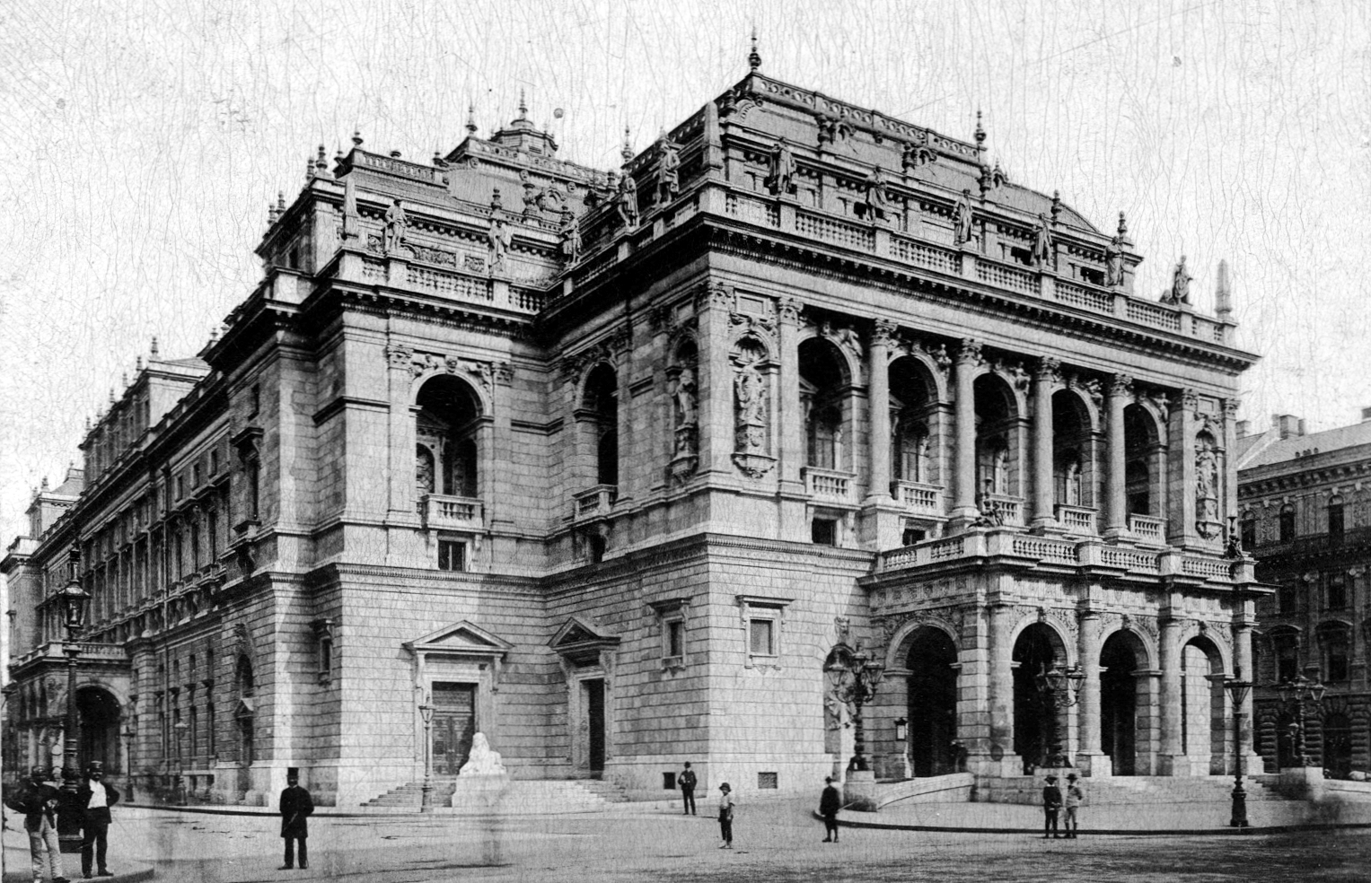 Hungary, Budapest VI., Andrássy út, a Magyar Állami Operaház épülete (Ybl Miklós, 1884.)., 1900, GGAABBOO, architectural heritage, architecture, Renaissance Revival, historicism, Miklós Ybl-design, Budapest, opera house, Fortepan #13252