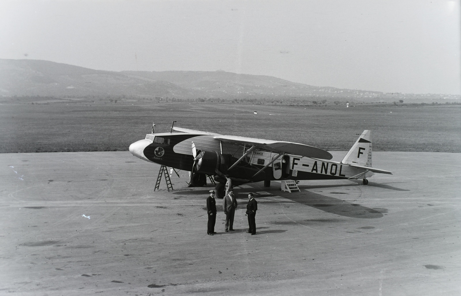 Hungary, Budaörs Airport, Budapest XI., az Air France Potez 620 típusú, 14 üléses, 2x920 LE-s, 6-R K 14 Kuirs motorral készült repülőgépe. Leltári jelzet: 29158, 1938, Magyar Műszaki és Közlekedési Múzeum / Archívum / Negatívtár / Kolbányi Géza gyűjteménye, airplane, Budapest, registration mark, Potez-brand, Fortepan #132872