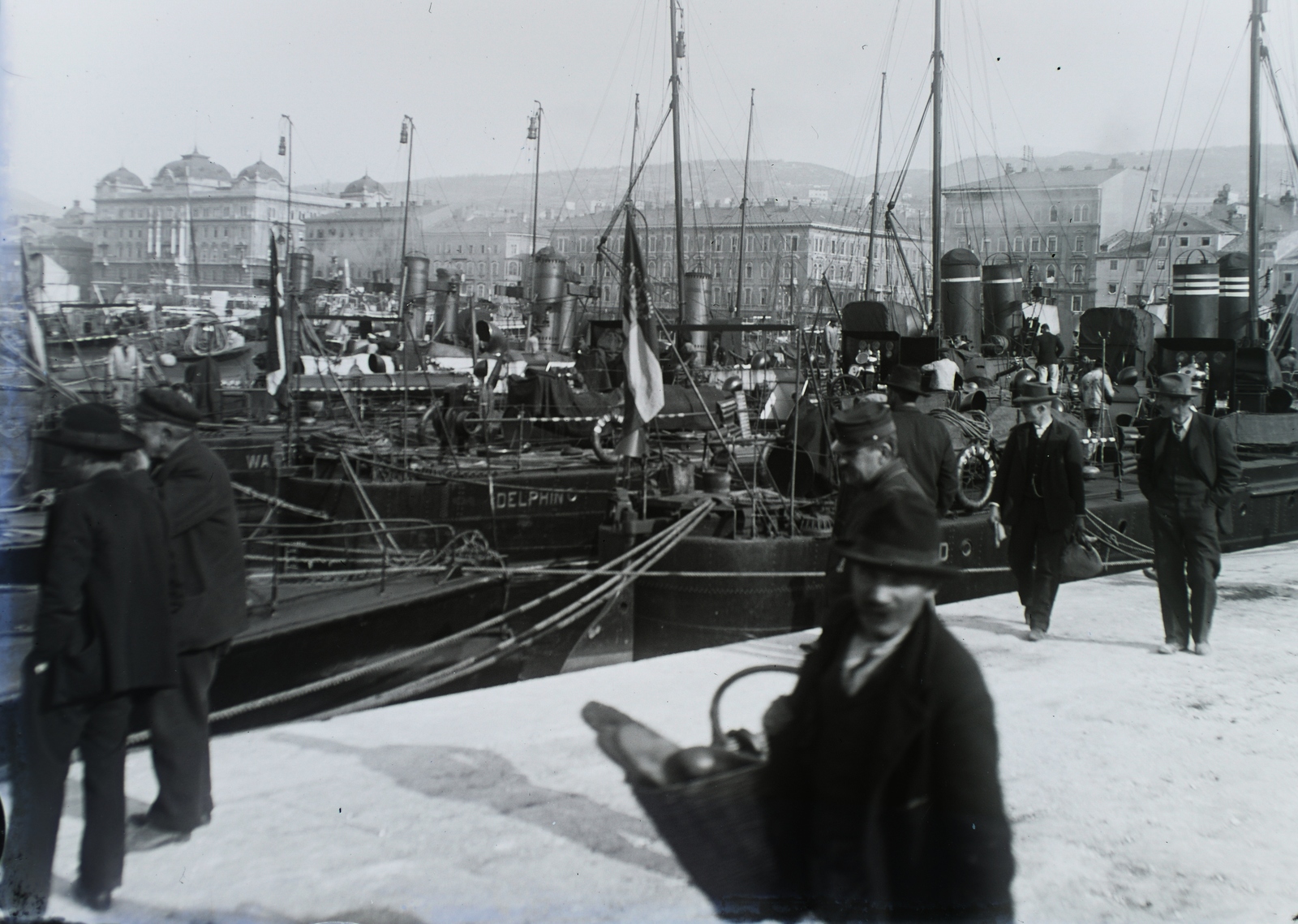 Croatia, Rijeka,Adria, kikötő. Leltári jelzet: 29878, 1911, Magyar Műszaki és Közlekedési Múzeum / Archívum / Negatívtár / Pölös István gyűjteménye, Czakó Ferenc, port, Fortepan #132979