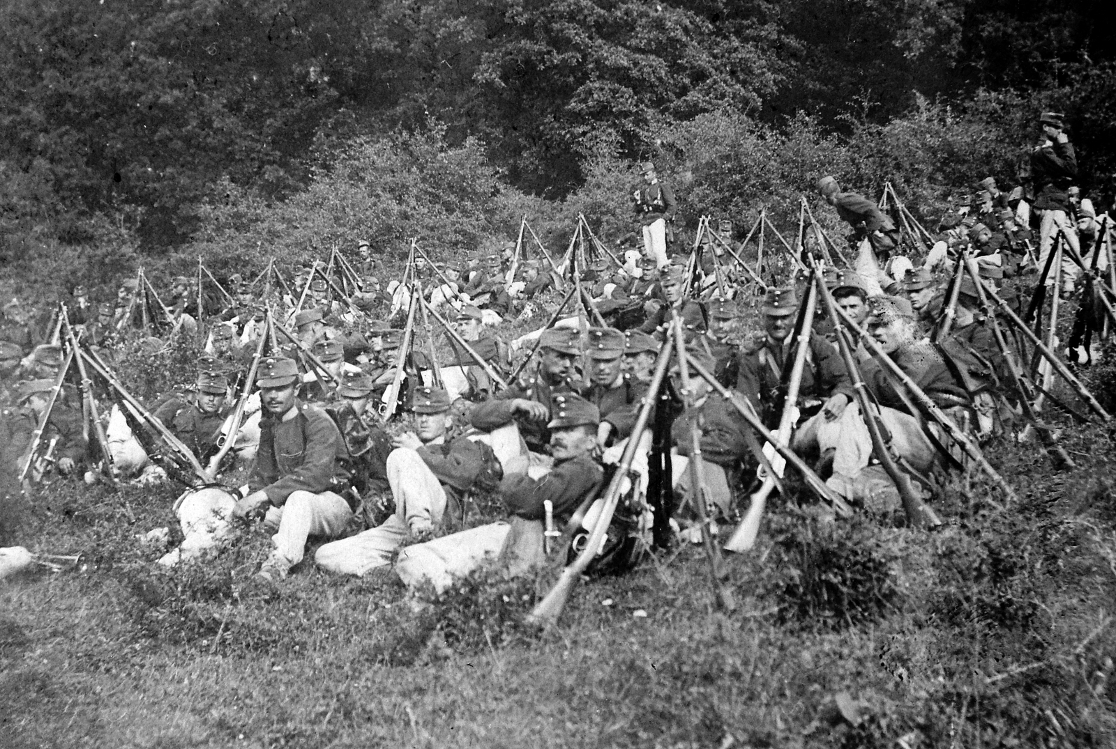 1915, Fortepan, First World War, woods, uniform, men, relaxation, weapon, Fortepan #13324