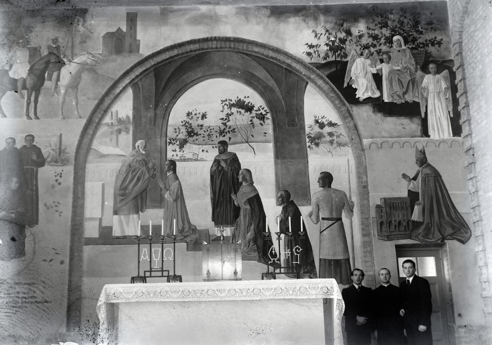 Hungary, Szeged, Dóm tér 5., Vinkler László freskója a Szeged-Csanádi Egyházmegye – Szent Gellért Egyházmegyeközi Papnevelő Intézetének (Szeminárium) kápolnájában., 1938, Vinkler Zsuzsi, Fortepan #133623