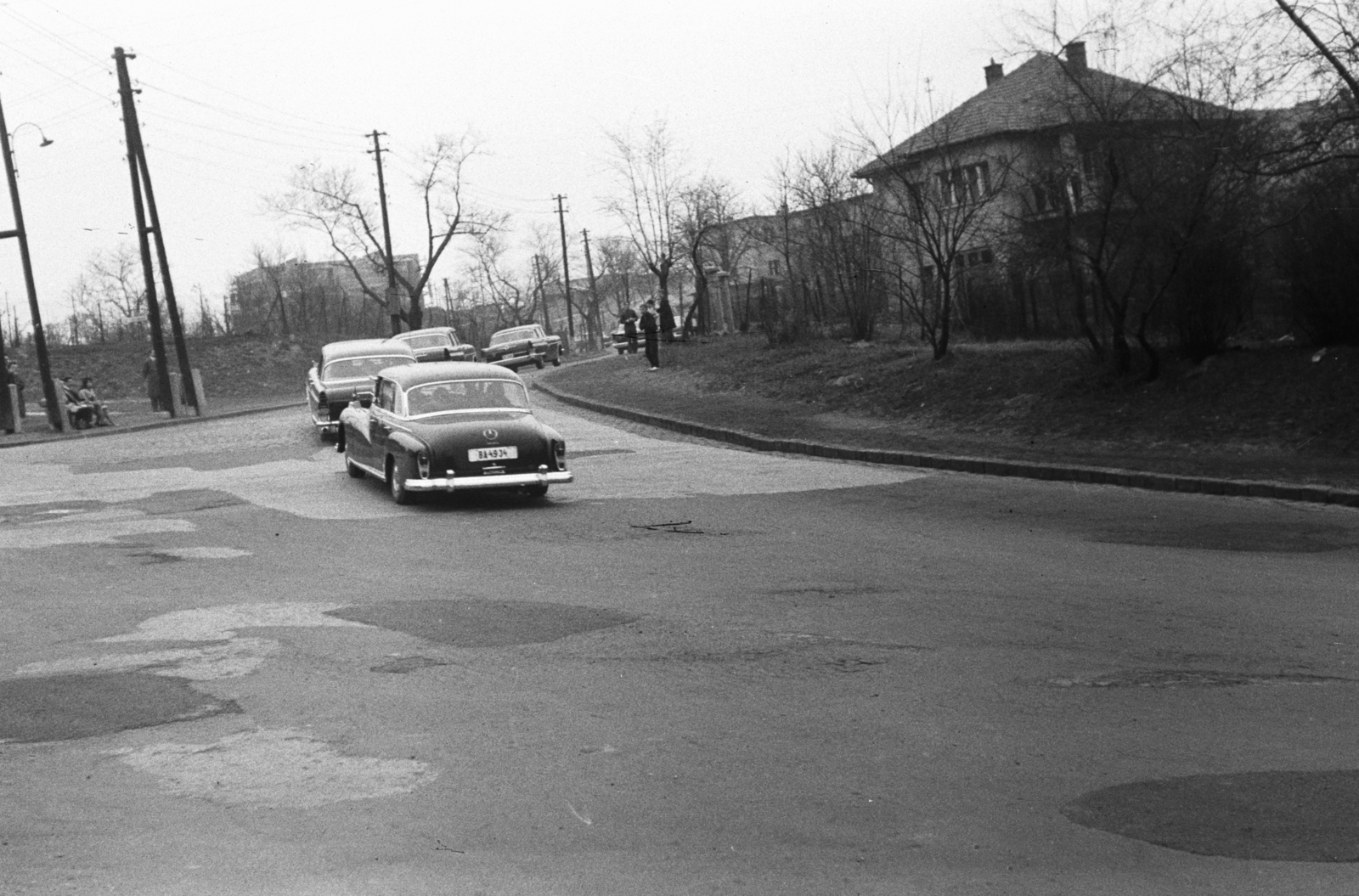 Hungary, Budapest XII., Istenhegyi út a Szent Orbán (Orbán) térnél., 1962, Chuckyeager tumblr, number plate, Budapest, automobile, convoy, Mercedes-brand, Fortepan #133693