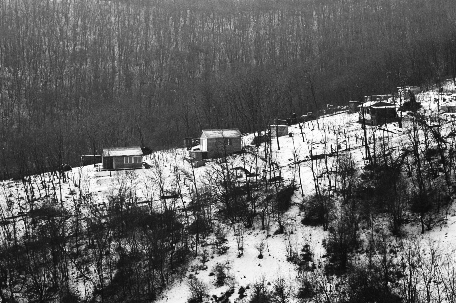 1975, Chuckyeager tumblr, holiday house, snowy landscape, Fortepan #134004